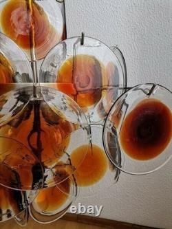 Vintage Murano Disc Chandelier / 36 / 1960s Italy / Mid Century Modern Light