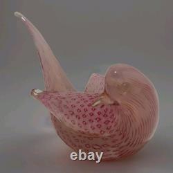 Vintage Murano Fratelli Toso Finch Dove Bird Bullicante Pink Art Glass Italy 5