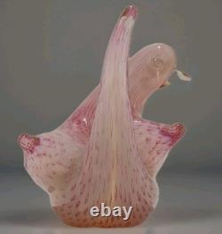 Vintage Murano Fratelli Toso Finch Dove Bird Bullicante Pink Art Glass Italy 5