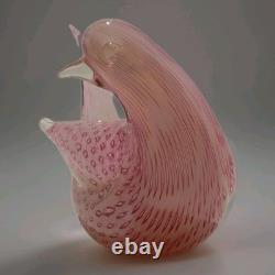 Vintage Murano Fratelli Toso Finch Dove Bird Bullicante Pink Art Glass Italy 5