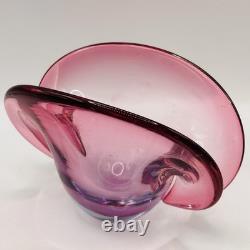 Vintage Murano Glass Clam Shell Bowl vase Dual Base 2x Positions Pink Italy MCM