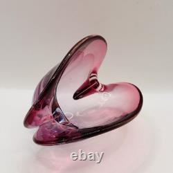 Vintage Murano Glass Clam Shell Bowl vase Dual Base 2x Positions Pink Italy MCM