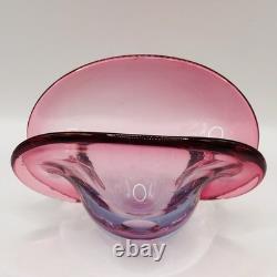 Vintage Murano Glass Clam Shell Bowl vase Dual Base 2x Positions Pink Italy MCM