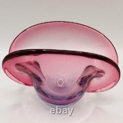 Vintage Murano Glass Clam Shell Bowl vase Dual Base 2x Positions Pink Italy MCM