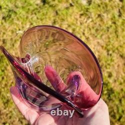 Vintage Murano Glass Clam Shell Bowl vase Dual Base 2x Positions Pink Italy MCM
