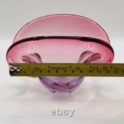 Vintage Murano Glass Clam Shell Bowl vase Dual Base 2x Positions Pink Italy MCM