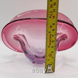 Vintage Murano Glass Clam Shell Bowl vase Dual Base 2x Positions Pink Italy MCM