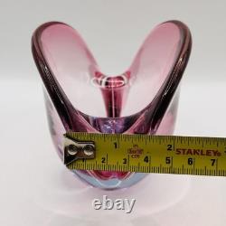Vintage Murano Glass Clam Shell Bowl vase Dual Base 2x Positions Pink Italy MCM