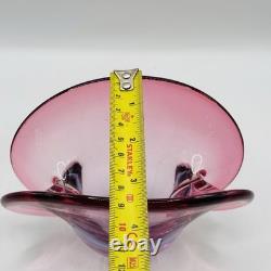 Vintage Murano Glass Clam Shell Bowl vase Dual Base 2x Positions Pink Italy MCM