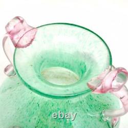 Vintage Murano Glass Green/pink, Lion Head Prunts Gambino & Poggi