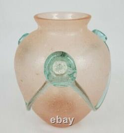 Vintage Murano Glass Scavo Applied Vine Vase Hand Blown Italy 6.5 Tall