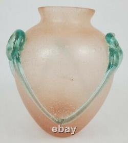 Vintage Murano Glass Scavo Applied Vine Vase Hand Blown Italy 6.5 Tall