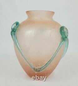 Vintage Murano Glass Scavo Applied Vine Vase Hand Blown Italy 6.5 Tall