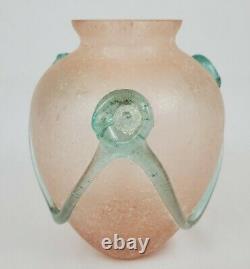 Vintage Murano Glass Scavo Applied Vine Vase Hand Blown Italy 6.5 Tall