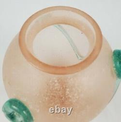 Vintage Murano Glass Scavo Applied Vine Vase Hand Blown Italy 6.5 Tall