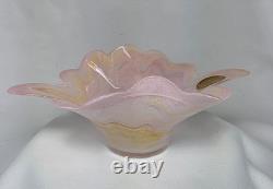 Vintage Murano Glassware Italian Pink Art Glass Flared Candy Bowl