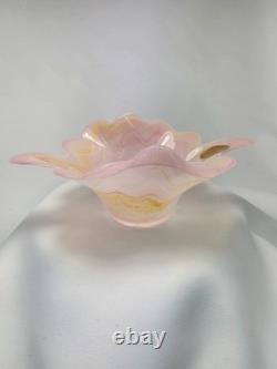Vintage Murano Glassware Italian Pink Art Glass Flared Candy Bowl