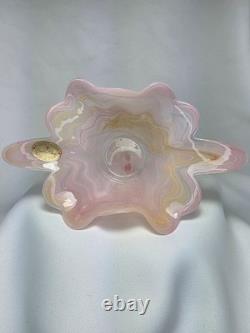 Vintage Murano Glassware Italian Pink Art Glass Flared Candy Bowl