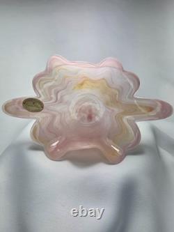 Vintage Murano Glassware Italian Pink Art Glass Flared Candy Bowl