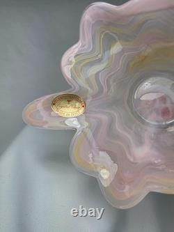 Vintage Murano Glassware Italian Pink Art Glass Flared Candy Bowl