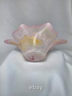Vintage Murano Glassware Italian Pink Art Glass Flared Candy Bowl