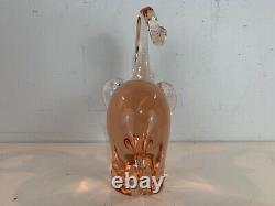 Vintage Murano Italian Livio Seguso Signed Pink Art Glass Elephant Figurine