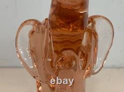 Vintage Murano Italian Livio Seguso Signed Pink Art Glass Elephant Figurine