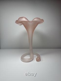 Vintage Murano Italy Pink Satin Mod Art Glass Sculptural Vase Seguso attribution