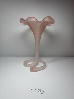 Vintage Murano Italy Pink Satin Mod Art Glass Sculptural Vase Seguso attribution
