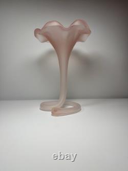 Vintage Murano Italy Pink Satin Mod Art Glass Sculptural Vase Seguso attribution