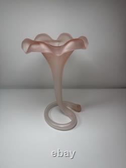 Vintage Murano Italy Pink Satin Mod Art Glass Sculptural Vase Seguso attribution