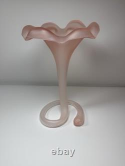 Vintage Murano Italy Pink Satin Mod Art Glass Sculptural Vase Seguso attribution