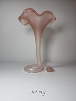 Vintage Murano Italy Pink Satin Mod Art Glass Sculptural Vase Seguso attribution