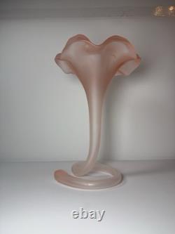 Vintage Murano Italy Pink Satin Mod Art Glass Sculptural Vase Seguso attribution