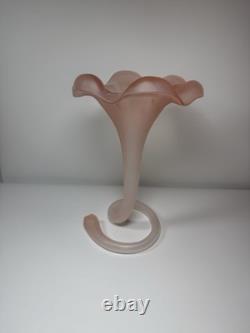 Vintage Murano Italy Pink Satin Mod Art Glass Sculptural Vase Seguso attribution