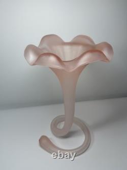 Vintage Murano Italy Pink Satin Mod Art Glass Sculptural Vase Seguso attribution