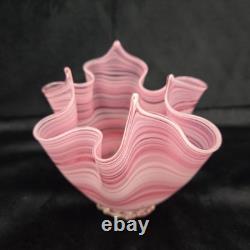 Vintage Murano Italy Venetian Art Glass Hankerchief Vase Pink 4.75 Tall Signed