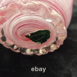 Vintage Murano Italy Venetian Art Glass Hankerchief Vase Pink 4.75 Tall Signed