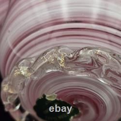 Vintage Murano Italy Venetian Art Glass Hankerchief Vase Pink 4.75 Tall Signed