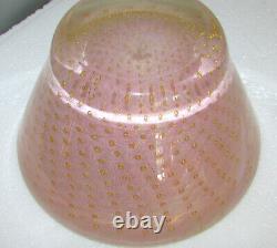 Vintage Murano Large Dresser Jar Pink Controlled Bubbles / Gold Inclusions
