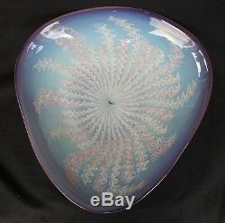 Vintage Murano Large Venetian Latticino Purple & Pink Art Glass Dish Bowl