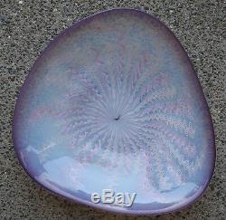 Vintage Murano Large Venetian Latticino Purple & Pink Art Glass Dish Bowl