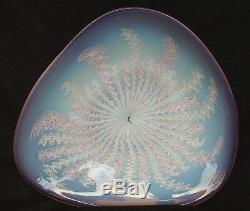 Vintage Murano Large Venetian Latticino Purple & Pink Art Glass Dish Bowl