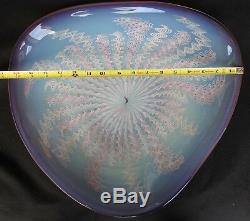 Vintage Murano Large Venetian Latticino Purple & Pink Art Glass Dish Bowl