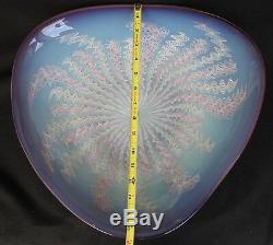 Vintage Murano Large Venetian Latticino Purple & Pink Art Glass Dish Bowl