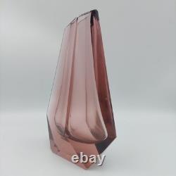 Vintage Murano Mandruzzato Faceted Sommerso Italy Pink Art Glass Vase
