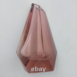 Vintage Murano Mandruzzato Faceted Sommerso Italy Pink Art Glass Vase