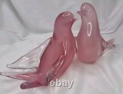 Vintage Murano Oball Pink Alabastro Art Glass Dove Love Birds