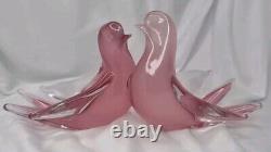 Vintage Murano Oball Pink Alabastro Art Glass Dove Love Birds