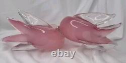Vintage Murano Oball Pink Alabastro Art Glass Dove Love Birds